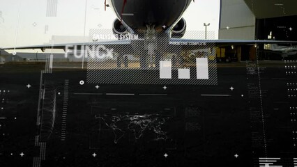 Poster - Animation of interface with data processing against airplane at an airport
