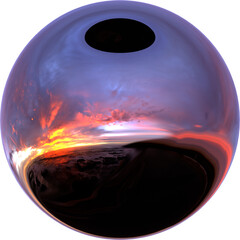 Poster - 3d abstract metal chrome element in a surreal style with a transparent background