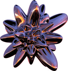 Poster - 3d abstract metal chrome element in a surreal style with a transparent background