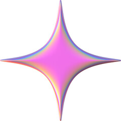 Wall Mural - 3D abstract metal chrome star in a surreal style with a transparent background