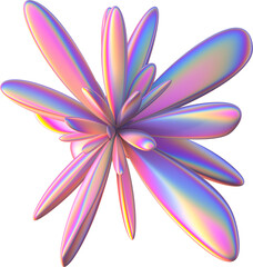 Wall Mural - 3d abstract iridescent element in a surreal style with a transparent background