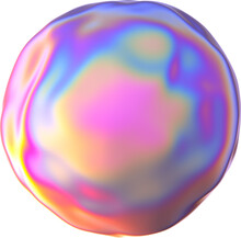 3D Abstract Iridescent Ball In A Surreal Style With A Transparent Background