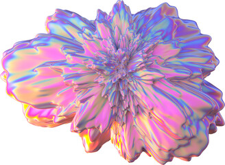 Poster - 3d abstract iridescent chrome element in a surreal style with a transparent background