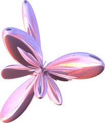 Wall Mural - 3D abstract metal chrome flower in a surreal style with a transparent background