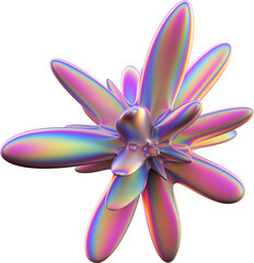 Poster - 3d abstract iridescent metal chrome element in a surreal style with a transparent background