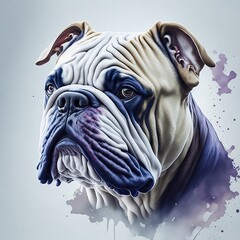 Canvas Print - Bulldog head in watercolor style generative ai