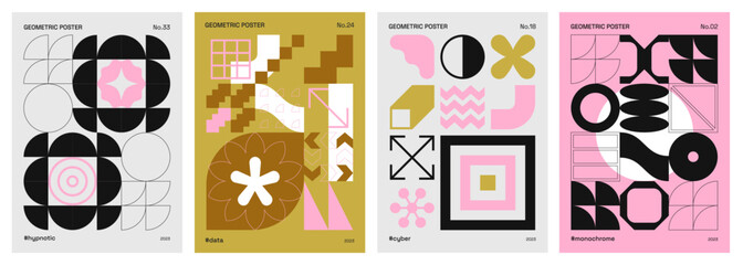 Wall Mural - abstract, geometric and retro-futuristic posters, patterns, shapes and symbols
