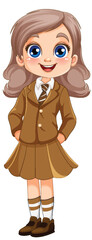 Poster - Cute girl student cartoon character in school uniform