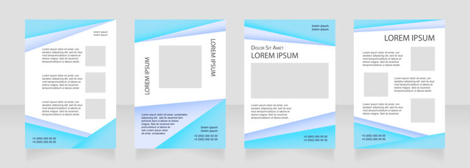 Modern turquoise blank brochure layout design. Trading service. Vertical poster template set with empty copy space for text. Premade corporate reports collection. Editable flyer paper pages