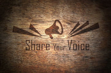 Share Your Voice sign on white background