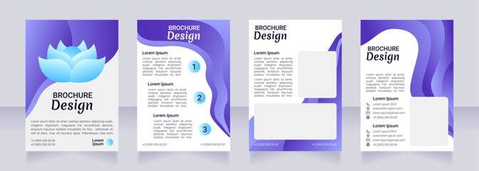 Spiritual healing blue blank brochure design. Template set with copy space for text. Premade corporate reports collection. Editable 4 paper pages. Robot Medium, Light, Merienda Bold fonts useds