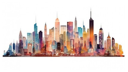 Panoramic city illustration material in front of white background