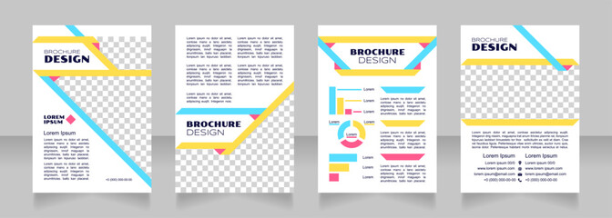 Factors of production blank brochure design. Template set with copy space for text. Premade corporate reports collection. Editable 4 paper pages. Syncopate, Poller One, Arial Regular fonts used