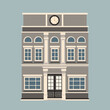 Classic building flat style.Vintage Residential House.Facade office isolated background