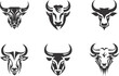 Set of different bull heads logo illustration  isolated on white background