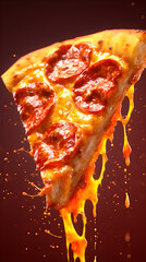 Wall Mural - delicious pizza slice isolated on advertising background created with generative ai