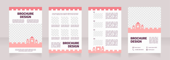 Little princess room decoration blank brochure design. Template set with copy space for text. Premade corporate reports collection. Editable 4 paper pages. Myriad Pro, Cairo fonts used