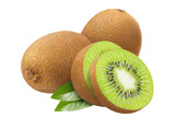 Delicious ripe kiwi fruits cut out