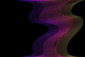 Wall Mural - abstract background from dots and lines intertwining, fractal texture with gradient, cyber futuristi