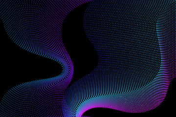 Wall Mural - abstract background from dots and lines intertwining, fractal texture with gradient, cyber futuristi