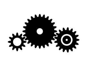 Wall Mural - Three cog wheel gears isolated vector icon