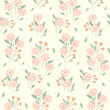 © Yulya i Kot - Seamless floral pattern, cute liberty ditsy print in delicate pastel colors. Pretty botanical design for fabric, paper: small hand drawn flowers, tiny leaves on a light background. Vector illustration