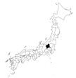 Vector map of the prefecture of Gunma highlighted highlighted in black on the map of Japan.