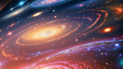 Universe and space with galaxies, stars and meteorites