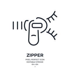 Wall Mural - Zipper editable stroke outline icon isolated on white background flat vector illustration. Pixel perfect. 64 x 64.