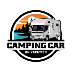 Sticker - RV camping car illustration logo vector image