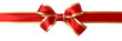 canvas print picture - red ribbon  and bow with gold isolated against transparent background