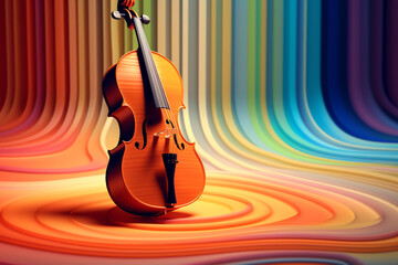 Aufkleber - an abstract geometric style rendering of a cello, with its curved body and strings composed of intersecting geometric shapes and soft, . Generative AI technology