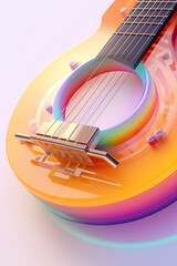 Aufkleber - An abstract geometric style rendering of a Banjo, with its curved body and strings composed of intersecting geometric shapes and soft, soothing color gradients. Generative AI technology