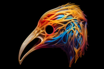Aufkleber - A trending image depicts an artistic interpretation of a bird skull, with abstract and flowing lines that capture. Generative AI technology