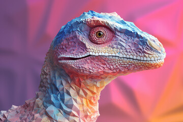 Aufkleber - A pastel-colored geometric-style Velociraptor artwork with intricate geometric shapes and soft pastel hues. Generative AI technology