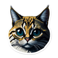 Naklejka na meble Red cat round sticker, cartoon cute American cat,blue eyes,high quality,HD,cinematic lighting,simple art,hypnotizing,no background,without background