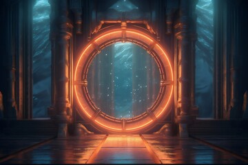 Wall Mural - illusion, beautiful, stunning, breathtaking background with mirrors, glass, magic circle, magic door