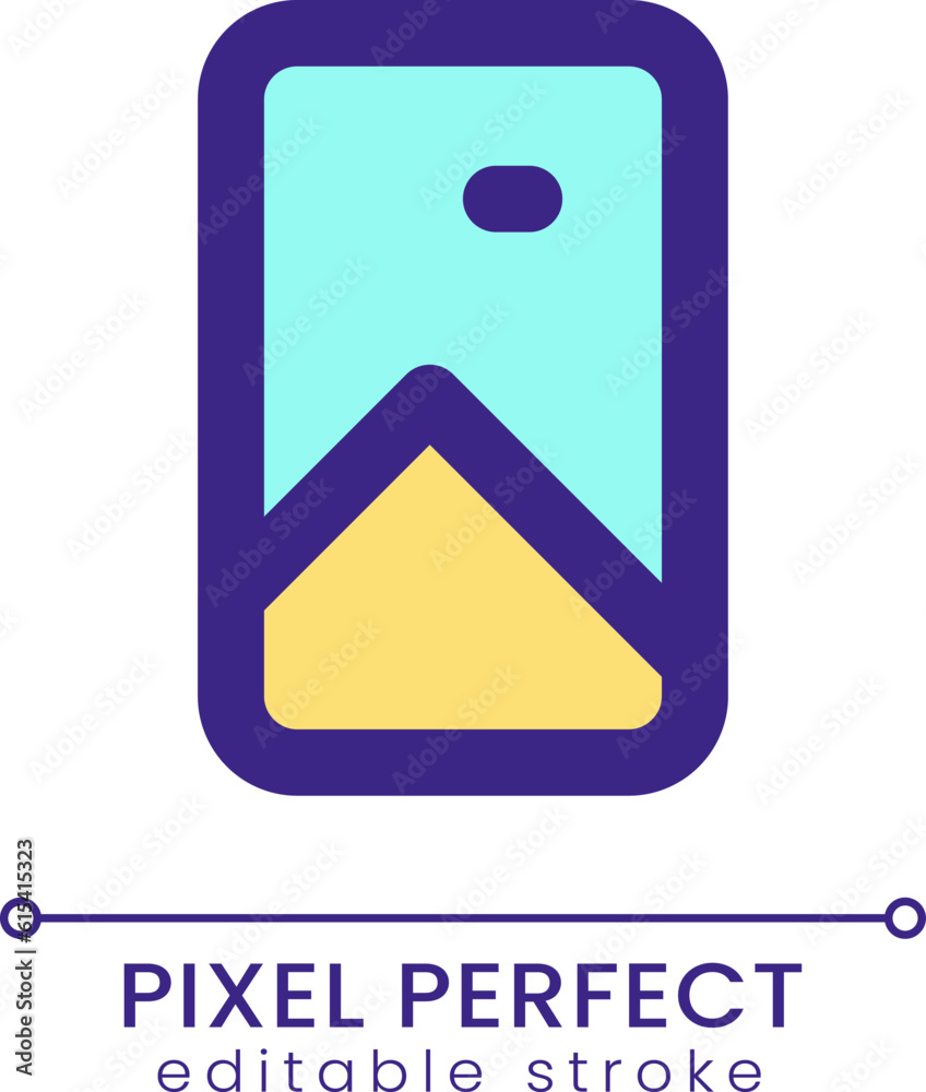 Vertical picture pixel perfect RGB color ui icon. Photo and video ...