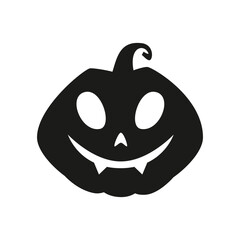 Wall Mural - Funny Halloween pumpkin silhouette isolated on a white background. Vector illustration