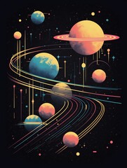 night-themed cosmic background for event posters and interior decor. depicts galaxies, planets, star