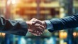 Business networking concept with focus on customer support. A handshake that symbolizes cooperation and partnership between enterprises. Generative AI