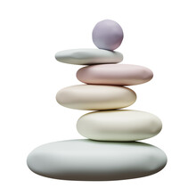 Zen Stones Isolated On Transparent Background, PNG. Balancing Pebbles Pyramid Stack
