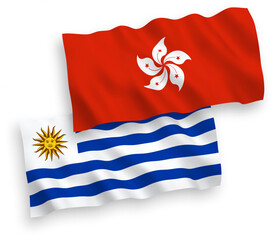 Wall Mural - Flags of Oriental Republic of Uruguay and Hong Kong on a white background