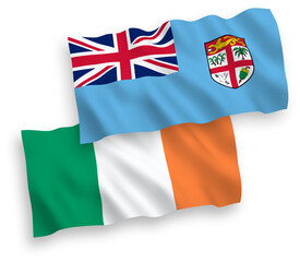 Wall Mural - Flags of Ireland and Republic of Fiji on a white background