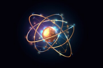 Wall Mural - atomic nucleus electrons neutrons protons. model shows that an atom is mostly empty space, with elec