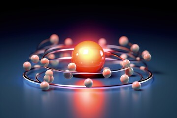 Wall Mural - atomic nucleus electrons neutrons protons. model shows that an atom is mostly empty space, with elec