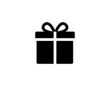 Gift Icon. Vector Gift Box Symbol. Birthday Present, Christmas Gift Icon. Black Gift Box Icon.