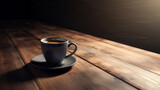 Fototapeta  - chícara de café em cima de mesa de madeira 