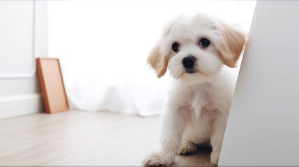 Poster - cachorro fofo em torno de um cartaz em branco