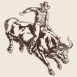 Rodeo bull monochrome vintage element